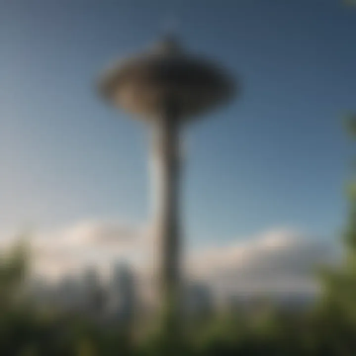 Lush greenery surrounding the Space Needle