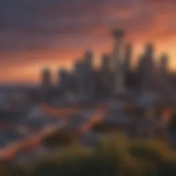 A picturesque view of Seattle's skyline at sunset