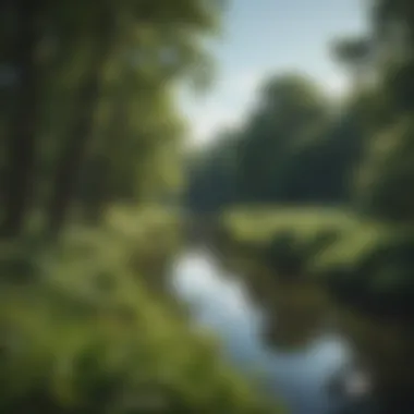 Lush Greenery at Rivers Edge Panoramic view of Rivers Edge showcasing its lush greenery and serene waterways