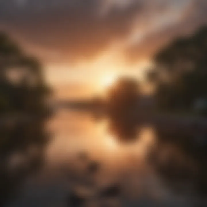 Idyllic sunset over the waterfront, capturing the natural beauty of Rivers Edge