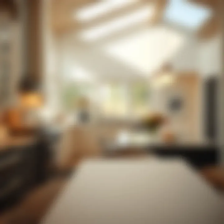 An elegant kitchen with ample natural light and stylish decor