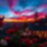 Stunning sunset view over Laurel Canyon Terrace showcasing vibrant colors