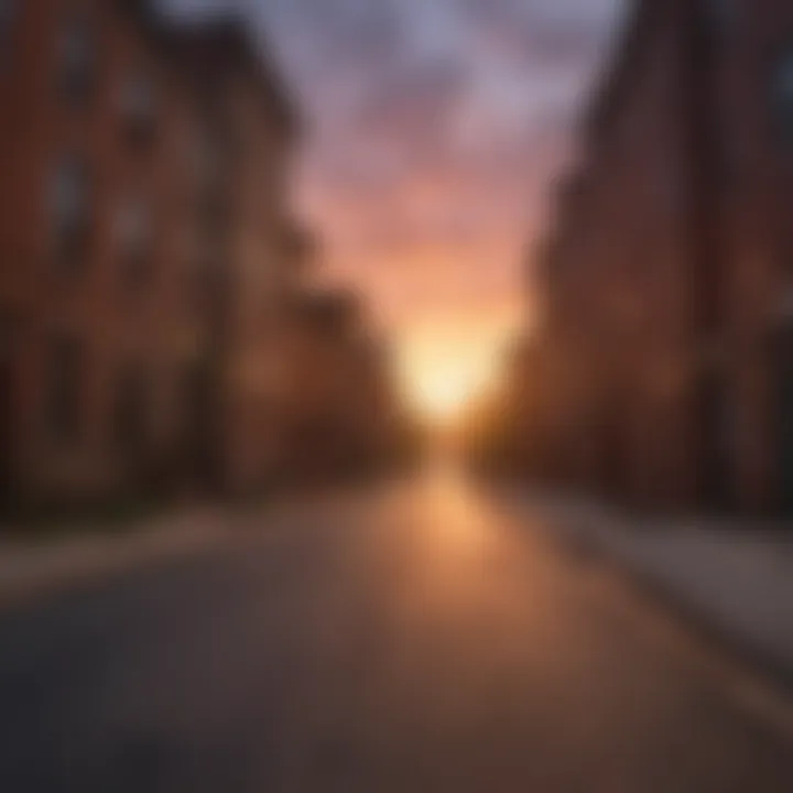 Vibrant street scene in the heart of Federal Hill during sunset