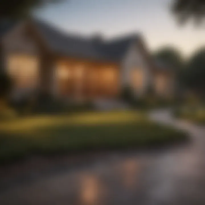 A serene residential neighborhood in Dallas during sunset