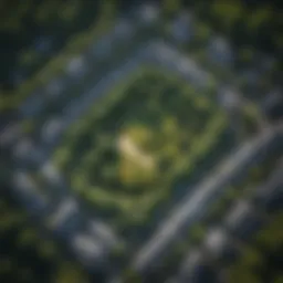 Aerial view of Forest Park showcasing its lush greenery adjacent to residential neighborhoods