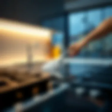 Demonstration of proper cleaning technique on glass top