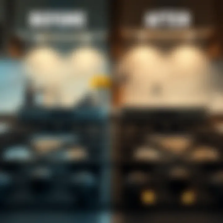 Before and after comparison of cleaned glass top range