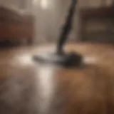 Steam cleaner in action on a fake wood floor