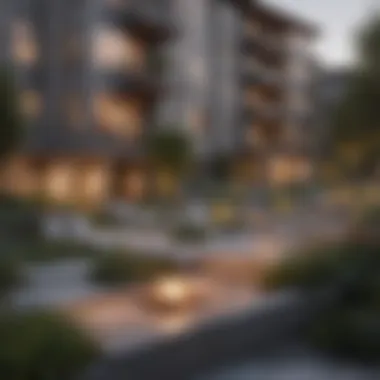 Community amenities in hillside apartment complex