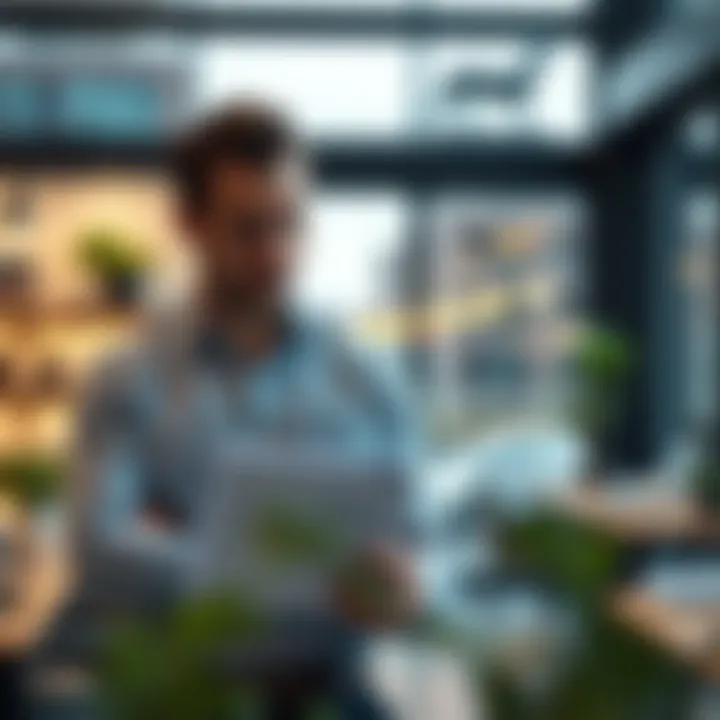 A successful real estate investor reviewing market trends