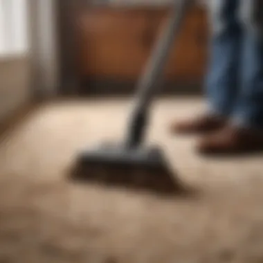 Spot cleaning a stain on a shaggy rug