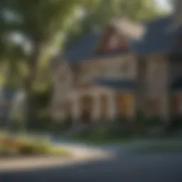 A picturesque suburban neighborhood showcasing diverse architectural styles.