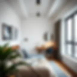 Stylish interior design of a one-bedroom studio showcasing modern aesthetics.