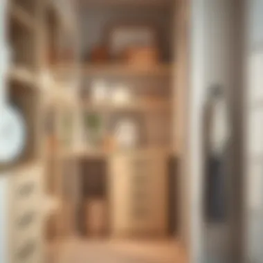 Chic closet with open shelving and decorative elements