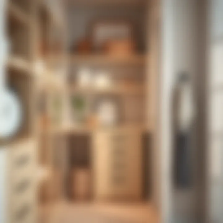 Chic closet with open shelving and decorative elements