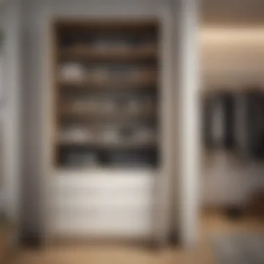 Efficient Shelving Unit for Compact Spaces Stylish closet solution with shelves and drawers in a small apartment
