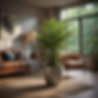 Container Plants Beautifying a Living Room Decorative container plants enhancing a living room