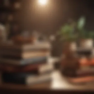 Books stacked on a table, symbolizing education and knowledge.