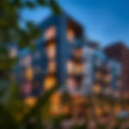 Exterior view of M Street apartments showcasing modern architecture