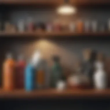 Essential Cleaning Tools for Your Room Organized cleaning supplies arranged on a shelf