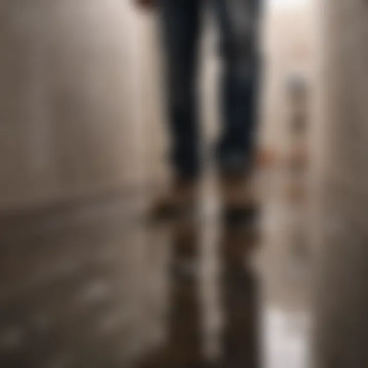 Person performing preventative maintenance on a drain