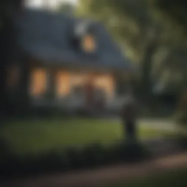 A solitary figure standing before a charming house, contemplating homeownership.