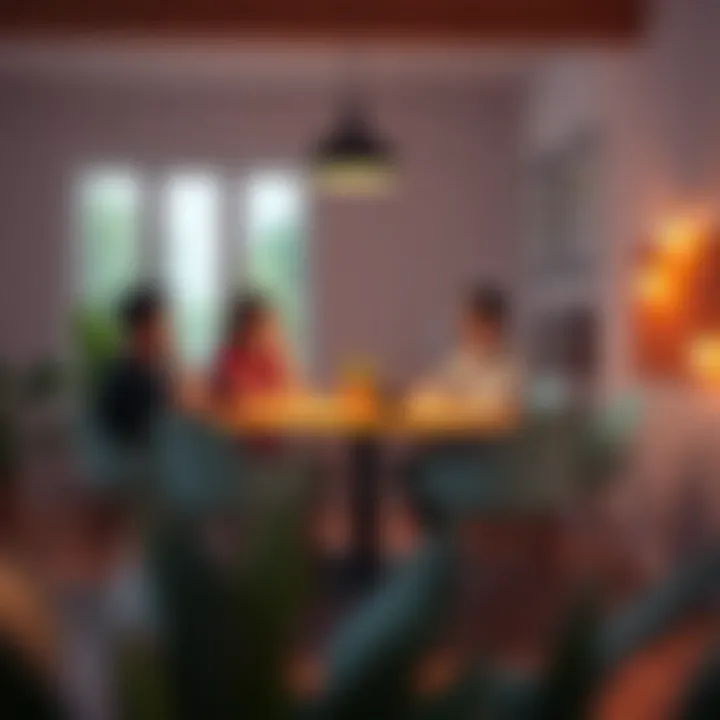 Illustration depicting a conversation around a table, emphasizing communication between roommates.