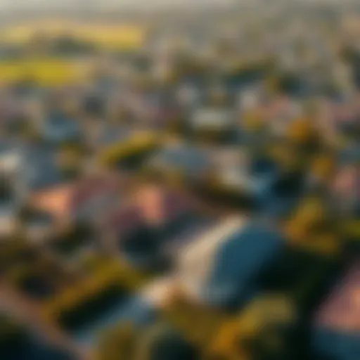 Diverse Rental Landscapes in California Aerial view of diverse California neighborhoods showcasing rental properties