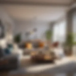 Interior view of a well-staged cooperative apartment showcasing modern decor