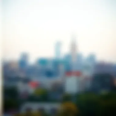 City Skyline and Neighborhoods Overview A city skyline depicting various neighborhoods suitable for one-bedroom apartments.