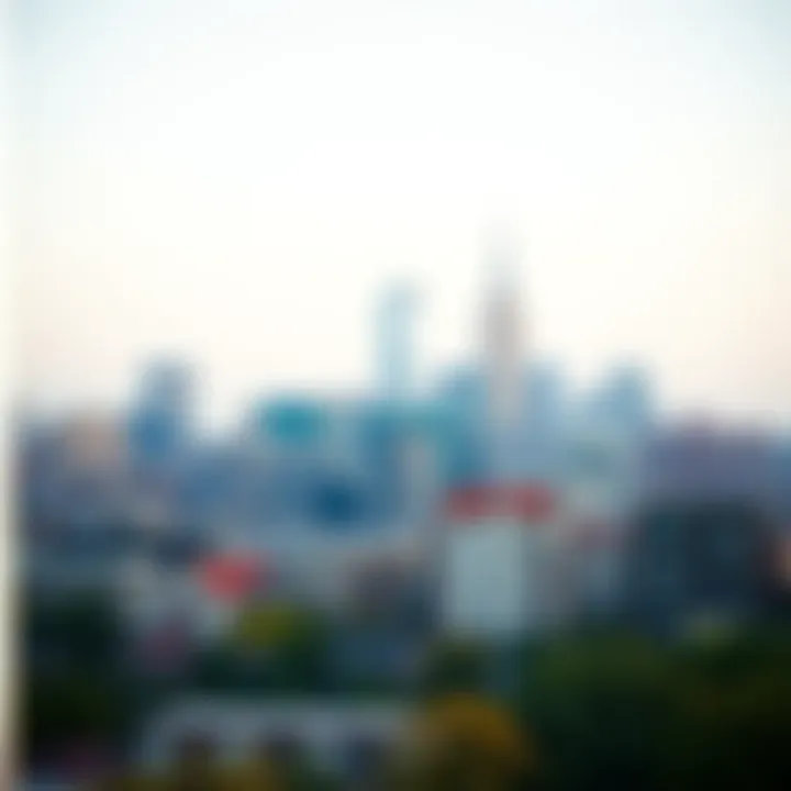 City Skyline and Neighborhoods Overview A city skyline depicting various neighborhoods suitable for one-bedroom apartments.