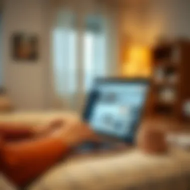 Searching for Apartments Online A person browsing an apartment rental website on a laptop.