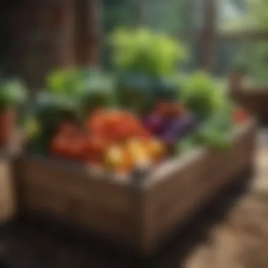 Vibrant Vegetables in Planter Boxes Vibrant assortment of vegetables thriving in a planter box