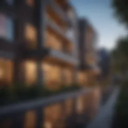 A modern multifamily building showcasing architectural design