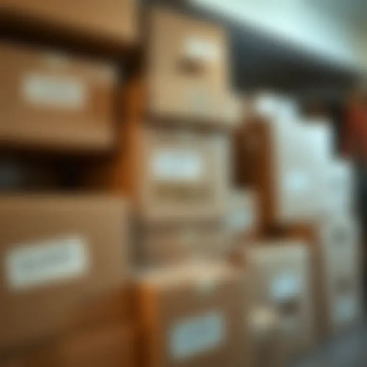 Labeled boxes arranged neatly for easy access