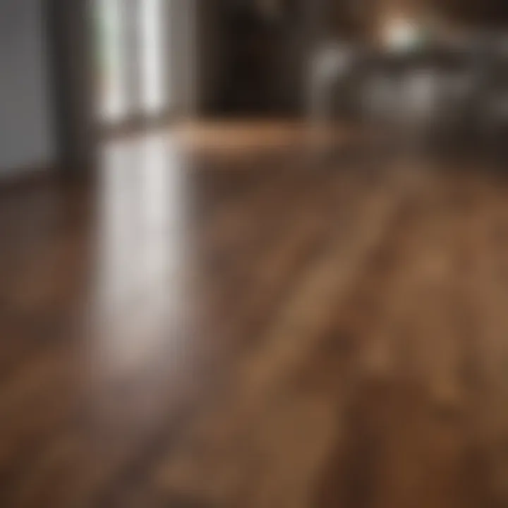 Shiny laminate wood floor after polishing