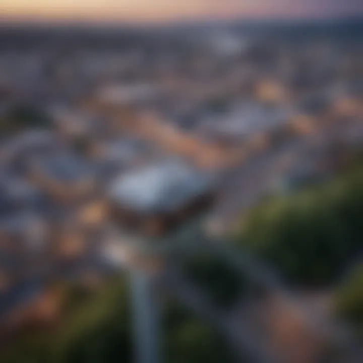 Aerial view of the Portland Sky Tram overlooking the city