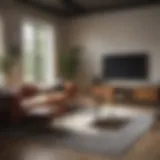 A beautifully staged living room with modern furnishings