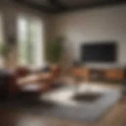 A beautifully staged living room with modern furnishings