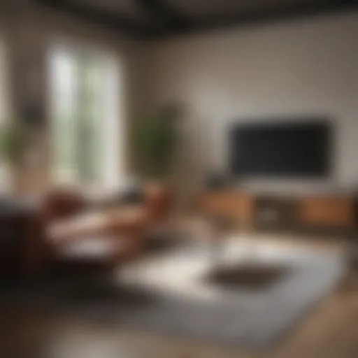 A beautifully staged living room with modern furnishings