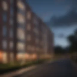 Architectural details of Preston Bridge Apartments showcasing modern design