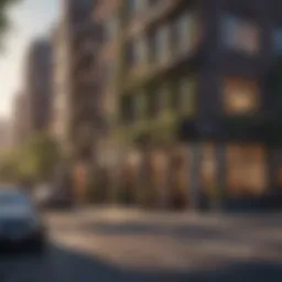 A scenic view of a thriving urban neighborhood, showcasing potential investment opportunities.