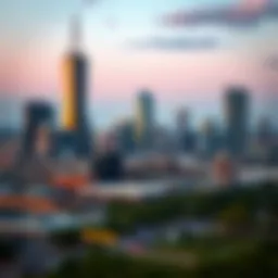 A vibrant view of Dallas downtown showcasing skyscrapers