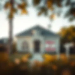 A house divided into two sections, one labeled for rent and the other for sale.