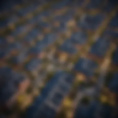 Aerial view of vibrant neighborhoods near SMU