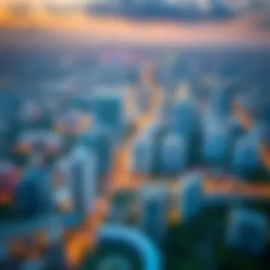 Thriving Urban Landscapes Aerial view of a thriving city district
