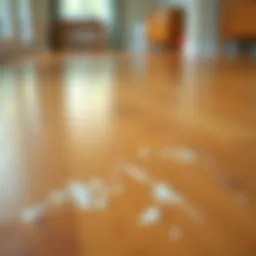 Wood floor with scuff marks before cleaning