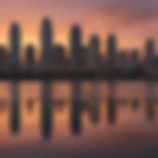 A panoramic view of San Diego skyline at sunset