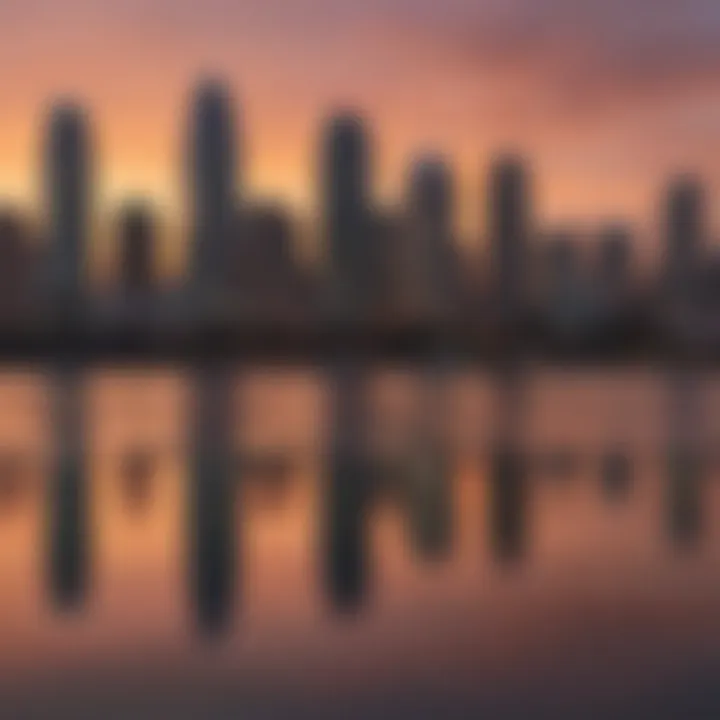 A panoramic view of San Diego skyline at sunset