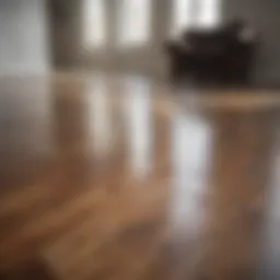 Close-up of a sparkling laminate floor reflecting light